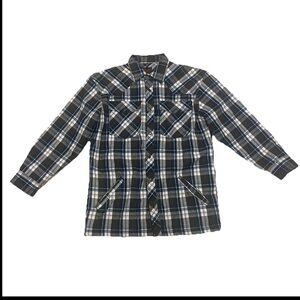 Five Brother Flannel Work Shirt Jacket  Plaid Shacket Medium Heavy Fleece Lined